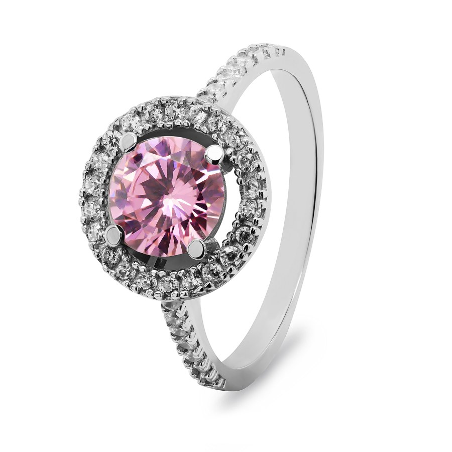 Brilio Silver Luxusní stříbrný prsten s růžovým zirkonem RI033W 50 mm - Prsteny Prsteny s kamínkem