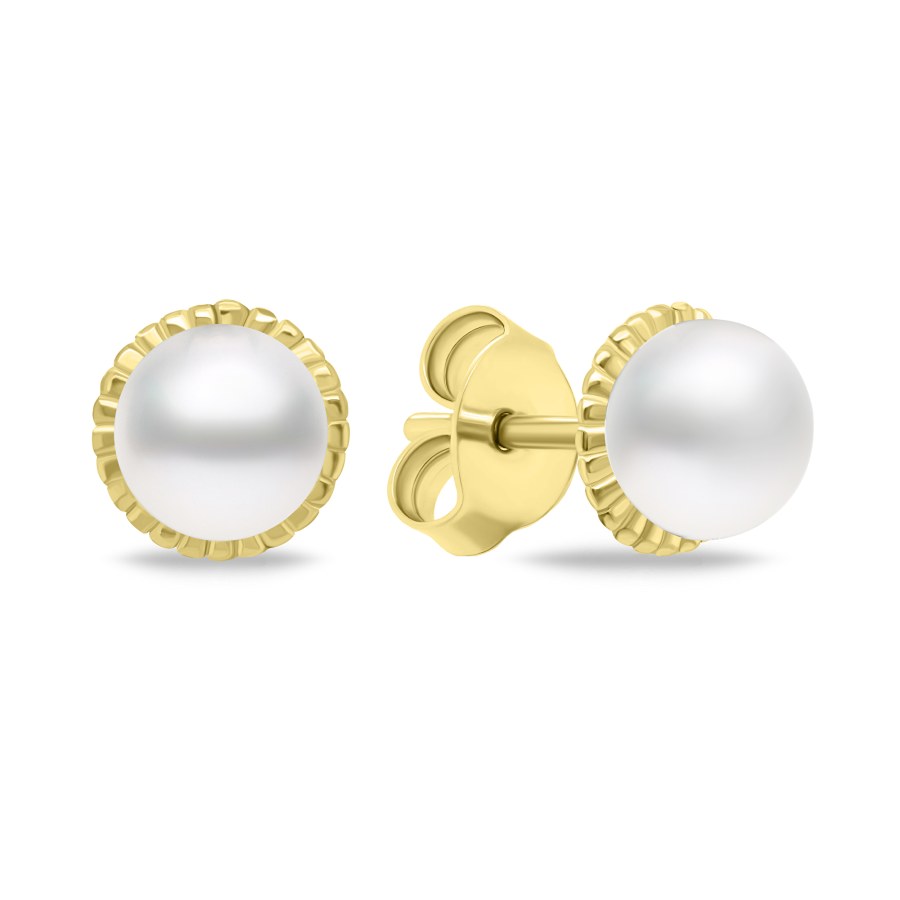 Brilio Silver Minimalistické pozlacené náušnice s pravými perlami EA620Y - Náušnice Pecky