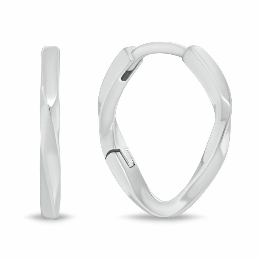 Brilio Silver Minimalistické stříbrné náušnice s&nbsp;krouceným designem EA1215W - Náušnice Kruhy