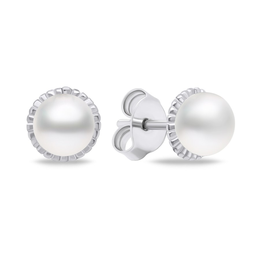Brilio Silver Minimalistické stříbrné náušnice s pravými perlami EA620W - Náušnice Pecky