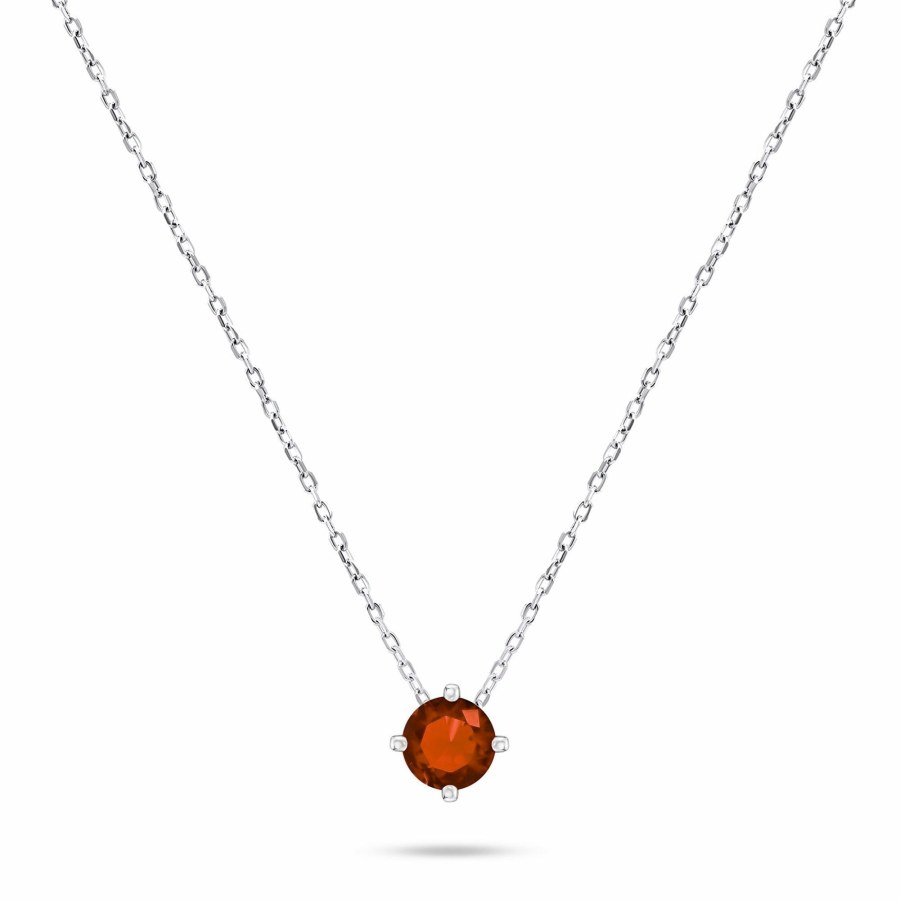 Brilio Silver Minimalistický stříbrný náhrdelník s oranžovým zirkonem NCL73WGR