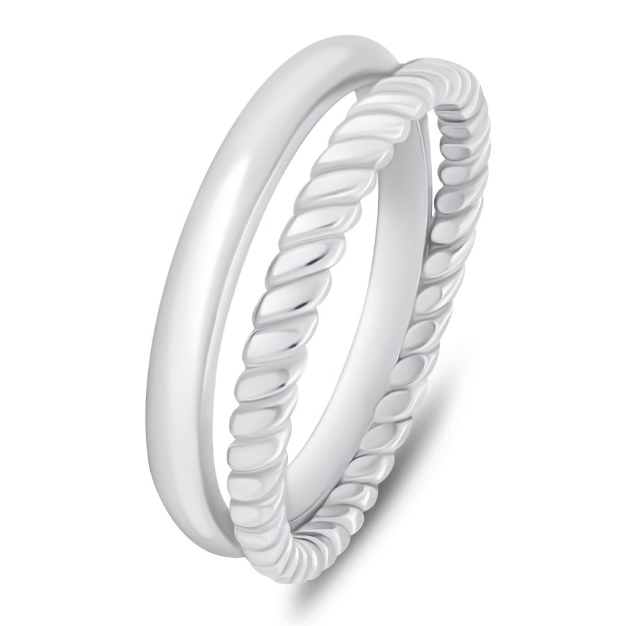 Brilio Silver Originální dvojitý stříbrný prsten RI064W 54 mm - Prsteny Prsteny bez kamínku