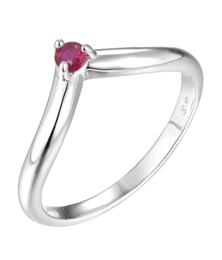 Brilio Silver Minimalistický stříbrný prsten s rubínem Precious Stone SR09001D 56 mm - Prsteny Prsteny s kamínkem