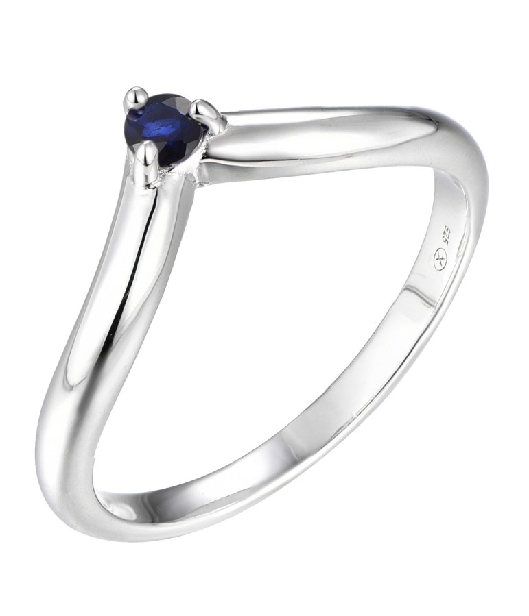 Brilio Silver Minimalistický stříbrný prsten se safírem Precious Stone SR09001B 52 mm