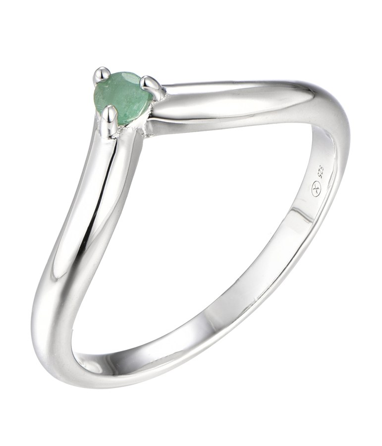 Brilio Silver Minimalistický stříbrný prsten se smaragdem Precious Stone SR09001E 58 mm - Prsteny Prsteny s kamínkem