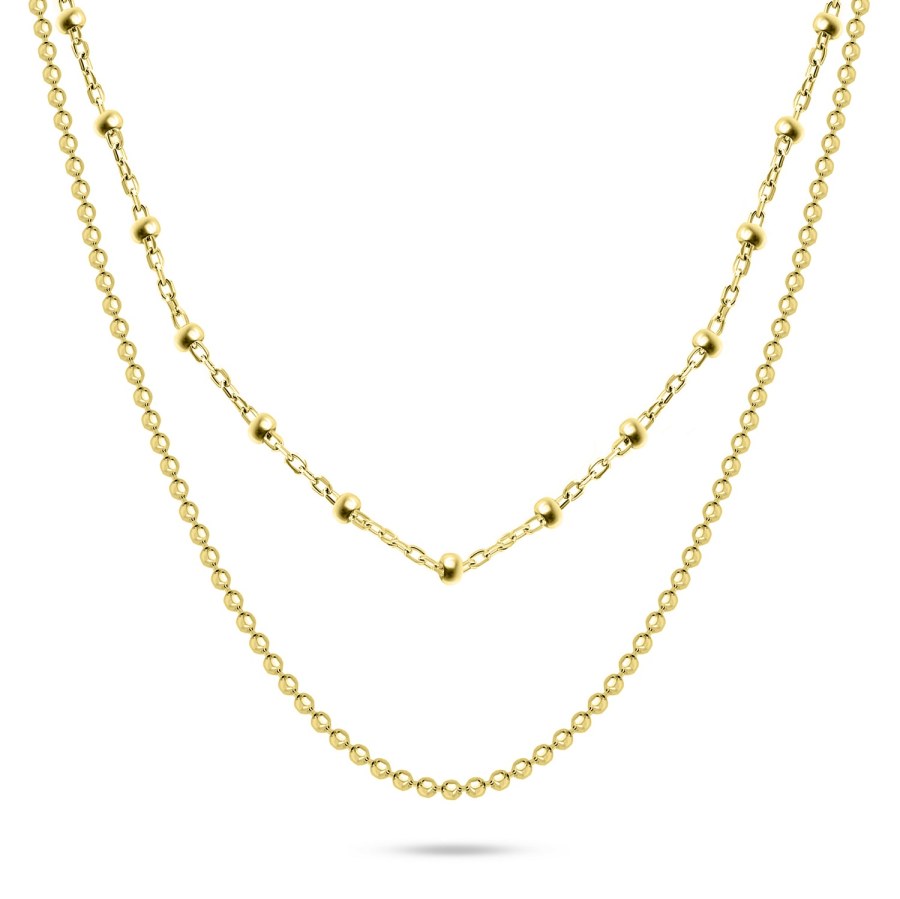 Brilio Silver Módní dvojitý pozlacený náhrdelník NCL103Y - Náhrdelníky