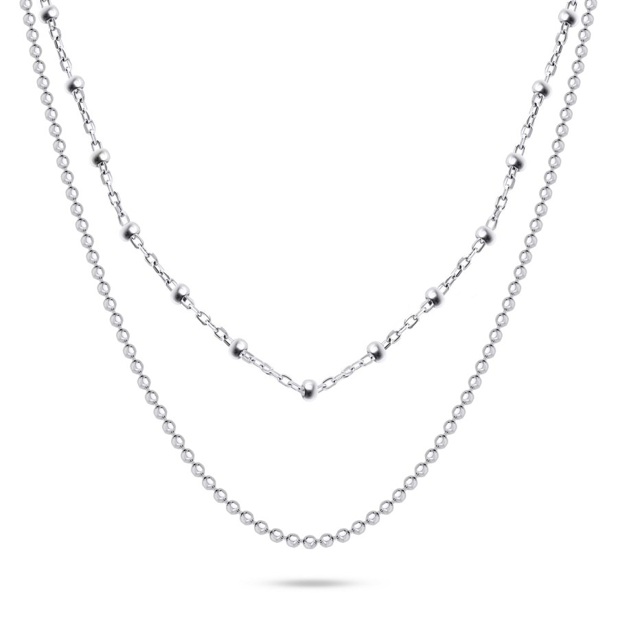 Brilio Silver Módní dvojitý stříbrný náhrdelník NCL103W - Náhrdelníky