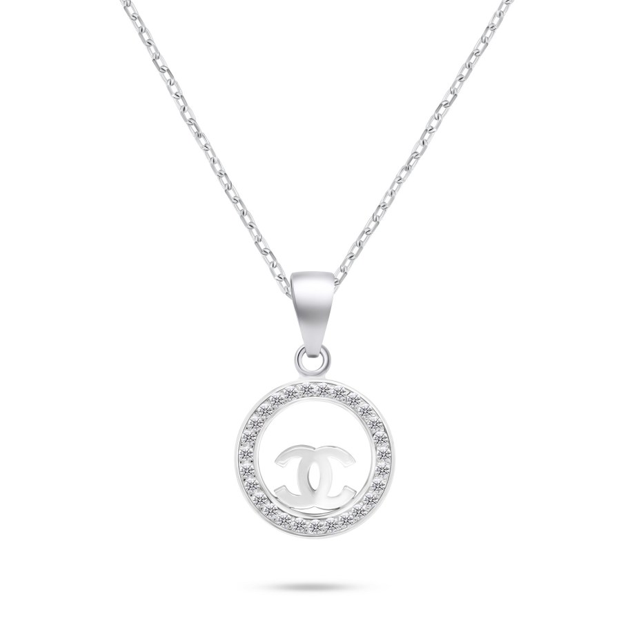 Brilio Silver Módní stříbrný náhrdelník se zirkony NCL139W World Icon (řetízek, přívěsek) - Náhrdelníky