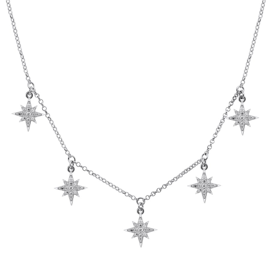 Brilio Silver Módní stříbrný náhrdelník se zirkony NCL20W - Náhrdelníky
