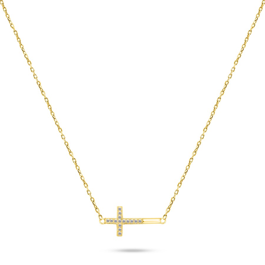 Brilio Silver Nadčasový pozlacený náhrdelník s křížkem NCL58Y - Náhrdelníky
