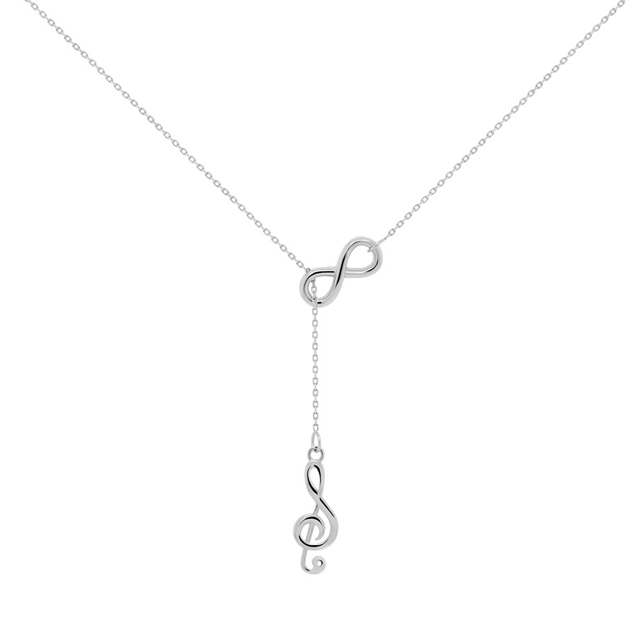 Brilio Silver Nadčasový stříbrný náhrdelník Houslový klíč NCL25W - Náhrdelníky