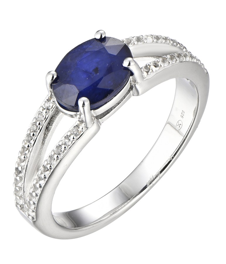 Brilio Silver Nádherný stříbrný prsten se safírem Precious Stone SR09004B 50 mm - Prsteny Prsteny s kamínkem