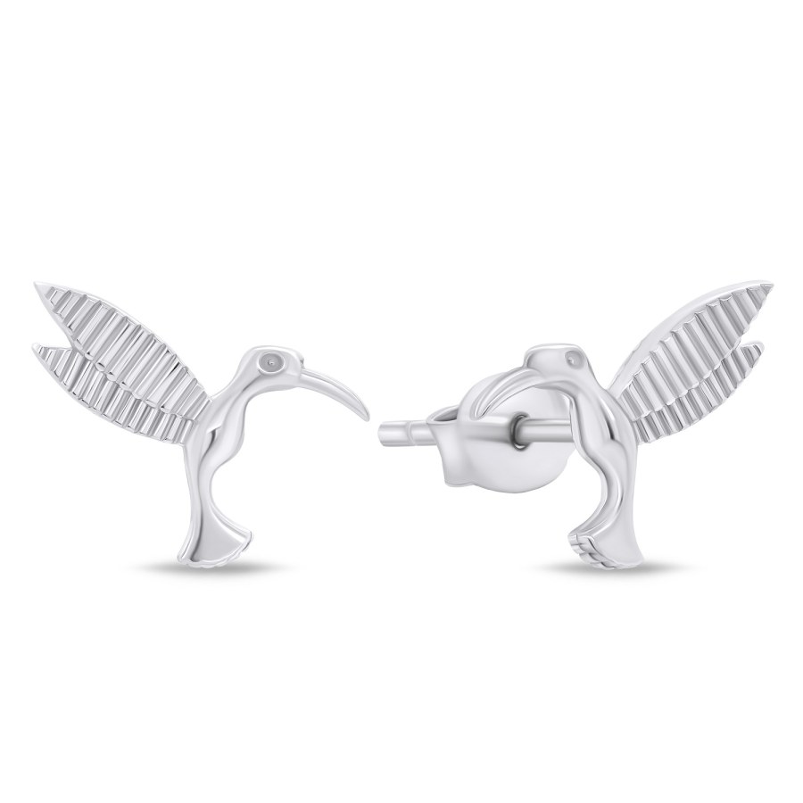 Brilio Silver Něžné stříbrné náušnice Kolibřík EA794W - Náušnice Pecky