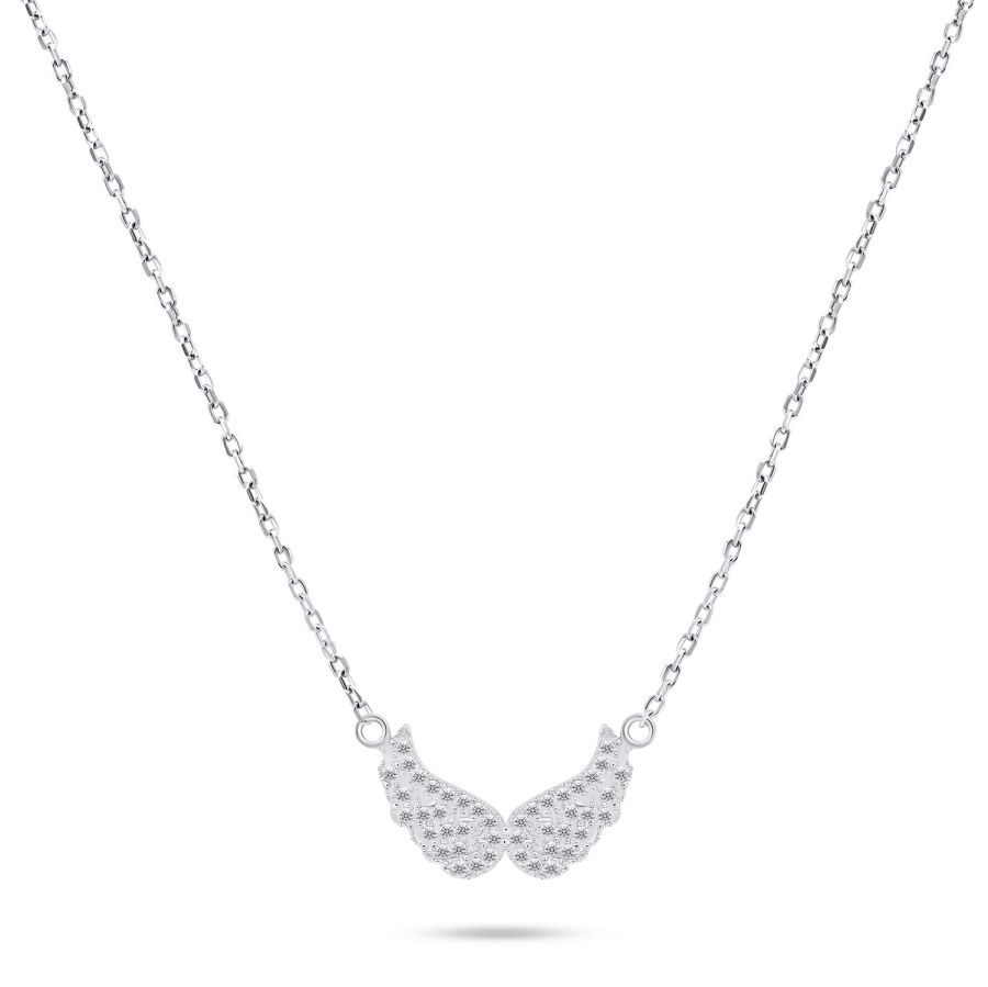 Brilio Silver Něžný stříbrný náhrdelník Andělská křídla NCL84W - Náhrdelníky