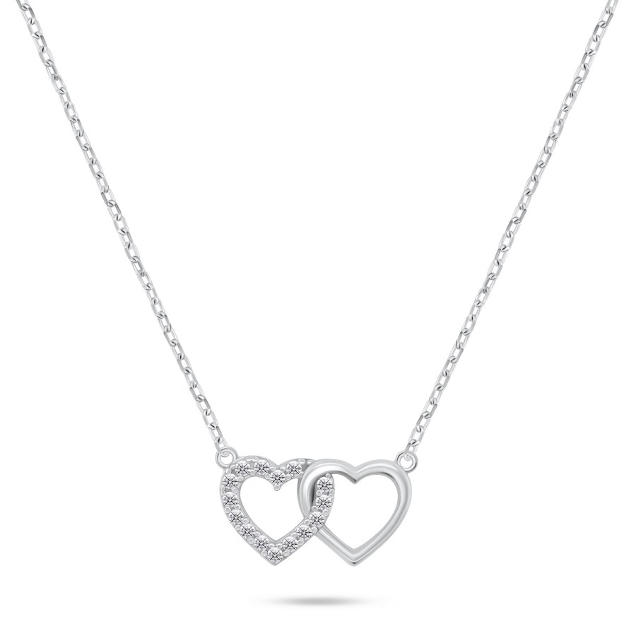Brilio Silver Něžný stříbrný náhrdelník Propojená srdce NCL117W - Náhrdelníky