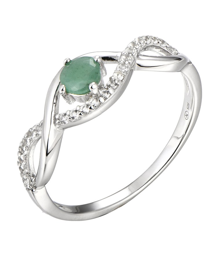Brilio Silver Okouzlující stříbrný prsten se smaragdem Precious Stone SR00716P 58 mm - Prsteny Prsteny s kamínkem