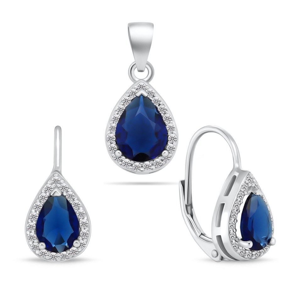 Brilio Silver Okouzlující stříbrný set šperků se zirkony SET243WB (náušnice, přívěsek) - Sety šperků Soupravy šperků