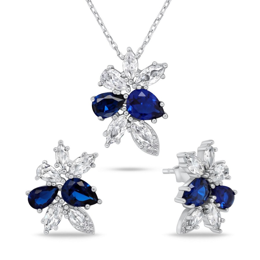 Brilio Silver Okouzlující stříbrný set šperků se zirkony SET248WB (náušnice, náhrdelník) - Náušnice Pecky