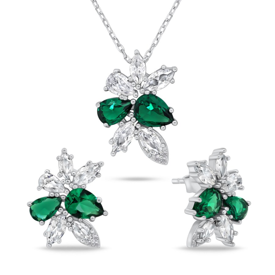 Brilio Silver Okouzlující stříbrný set šperků se zirkony SET248WG (náušnice, náhrdelník) - Náušnice Pecky