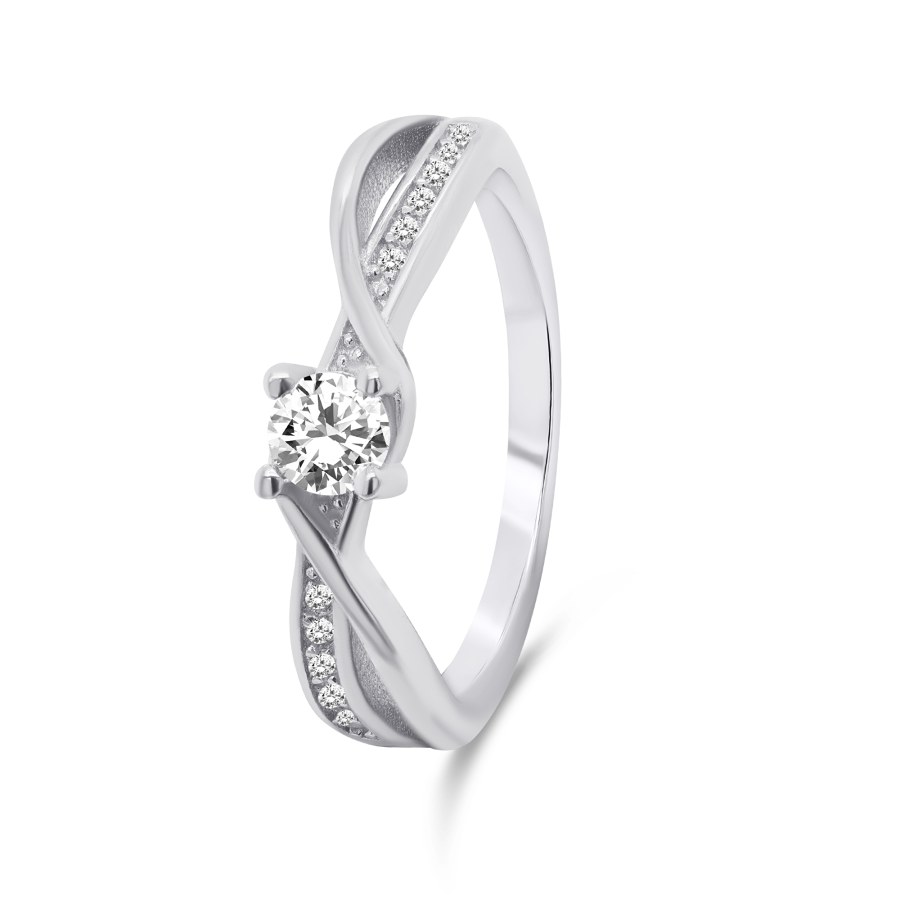 Brilio Silver Okouzlující stříbrný zásnubní prsten RI049W 50 mm - Prsteny Zásnubní prsteny