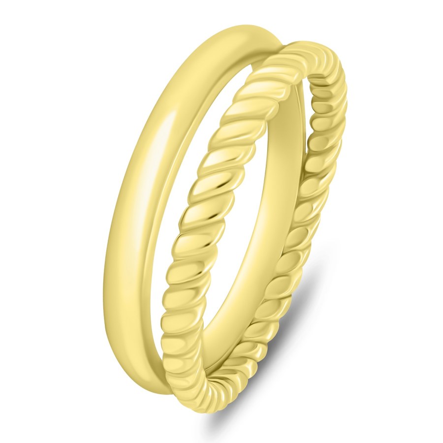 Brilio Silver Originální dvojitý pozlacený prsten RI064Y 52 mm - Prsteny Prsteny bez kamínku