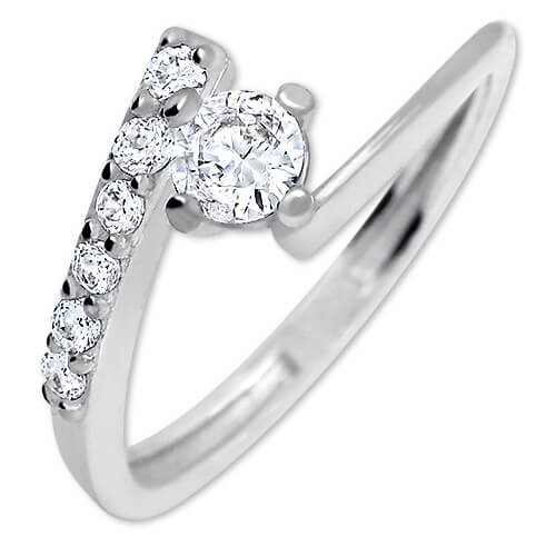 Brilio Silver Pěkný zásnubní prsten 426 001 00435 04 52 mm - Prsteny Zásnubní prsteny