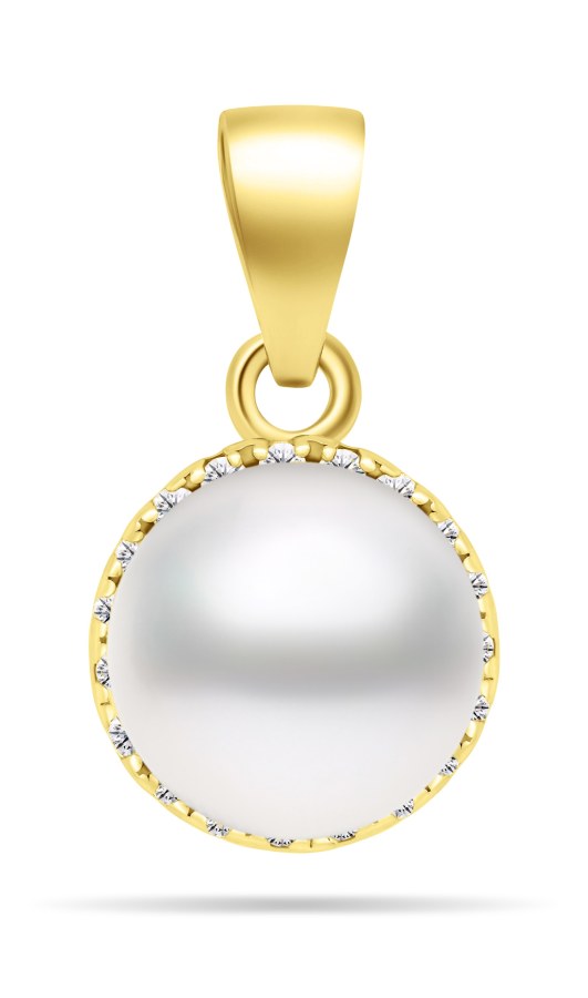 Brilio Silver Pozlacený perlový přívěsek se zirkony PT77Y - Přívěsky a korálky