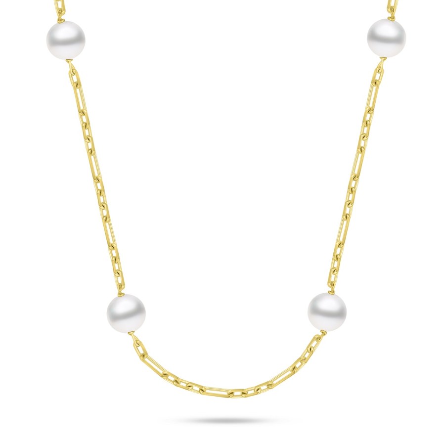 Brilio Silver Pozlacený náhrdelník s Majorica perlami NCL140Y - Náhrdelníky
