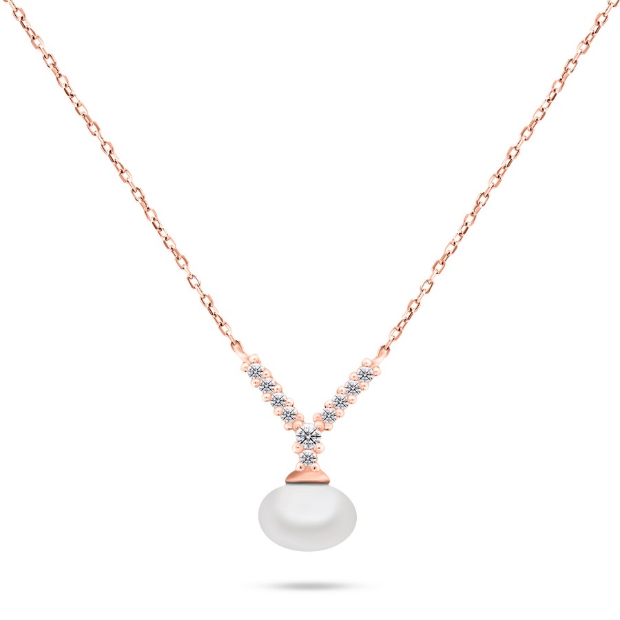 Brilio Silver Překrásný bronzový náhrdelník s pravou perlou NCL81R - Náhrdelníky