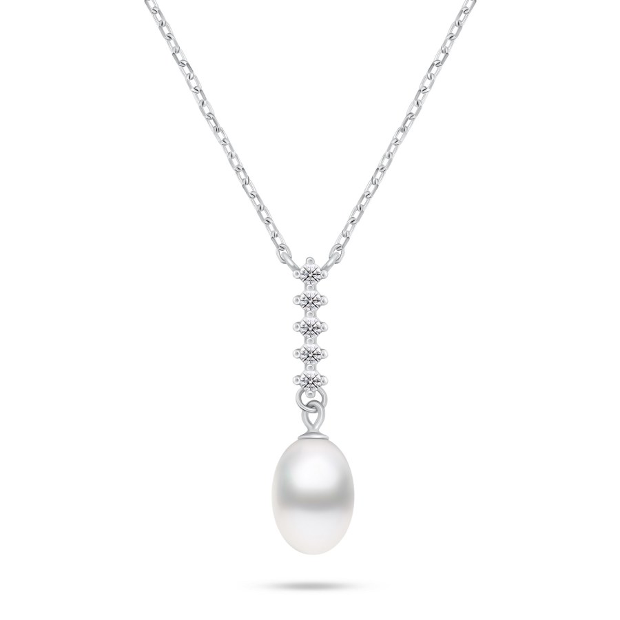 Brilio Silver Překrásný stříbrný náhrdelník s pravou perlou NCL130W - Náhrdelníky