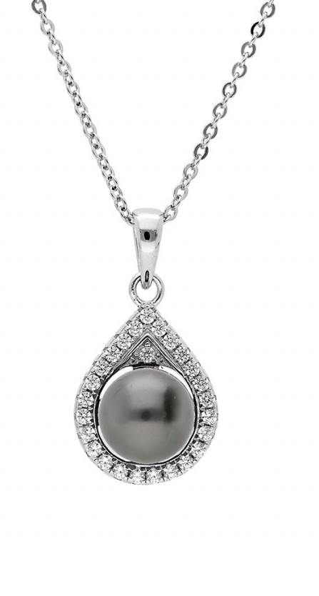 Brilio Silver Překrásný stříbrný náhrdelník s pravou tahitskou perlou TA/MP05320A (řetízek, přívěsek)