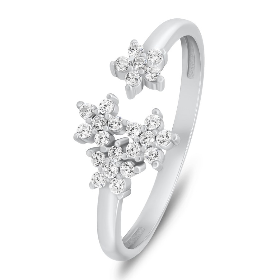 Brilio Silver Překrásný stříbrný otevřený prsten se zirkony RI072W - Prsteny Prsteny s kamínkem