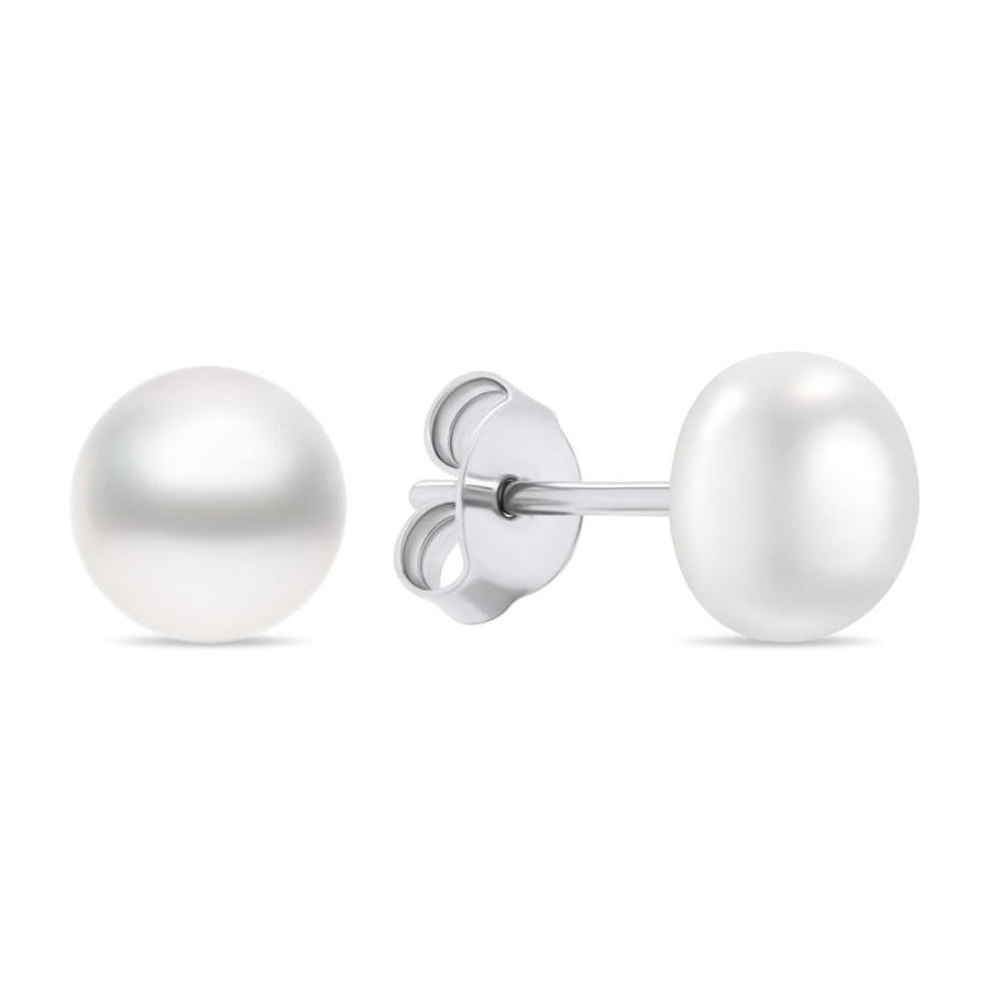 Brilio Silver Půvabné stříbrné náušnice pecky s pravými perlami EA585/6/7/8W 0,6 cm - Náušnice Pecky
