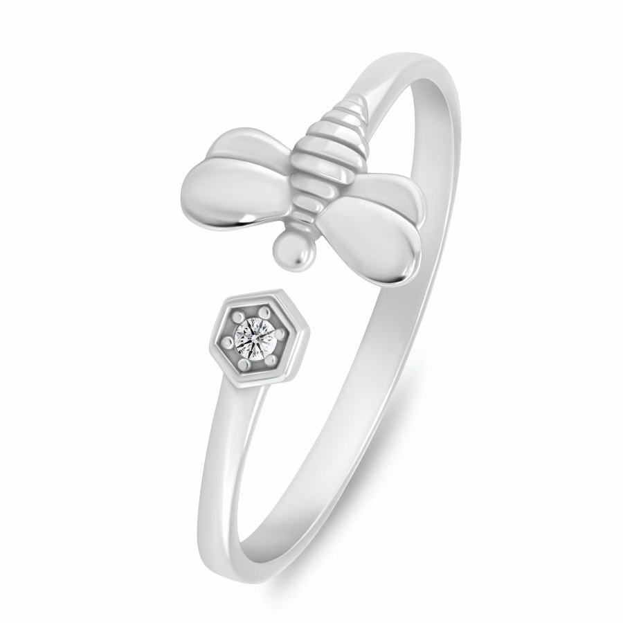 Brilio Silver Půvabný otevřený prsten Včelka se zirkony RI143W 50 mm Brilio Silver Půvabný otevřený prsten Včelka se zirkony RI143W 50 mm - Prsteny Otevřené prsteny