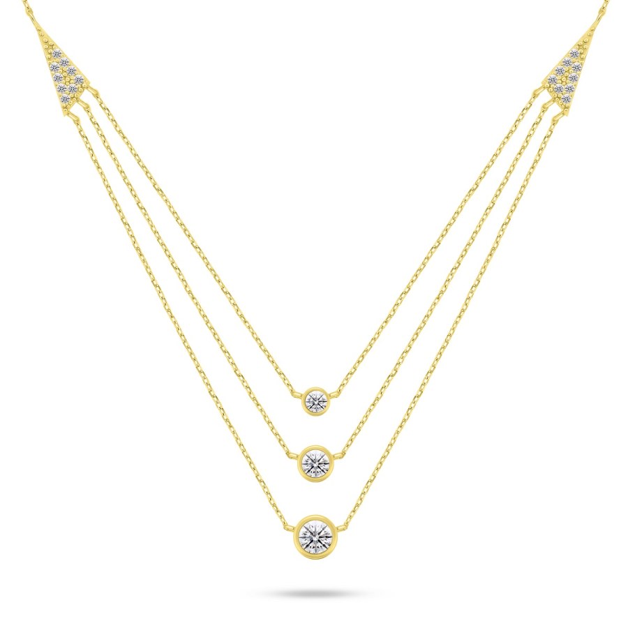 Brilio Silver Půvabný pozlacený náhrdelník se zirkony NCL147Y - Náhrdelníky