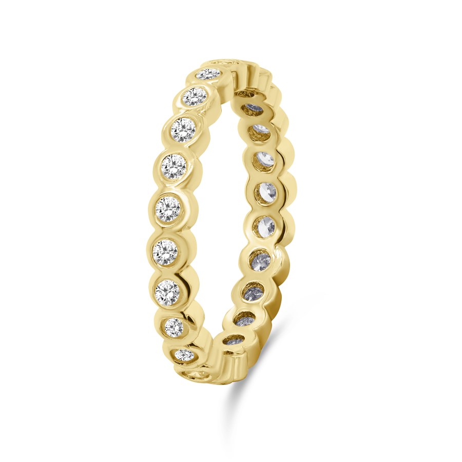 Brilio Silver Půvabný pozlacený prsten se zirkony RI050Y 50 mm - Prsteny Prsteny s kamínkem