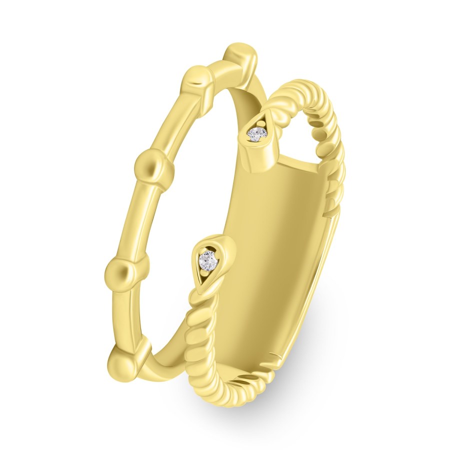 Brilio Silver Půvabný pozlacený prsten se zirkony RI094Y 52 mm - Prsteny Prsteny s kamínkem