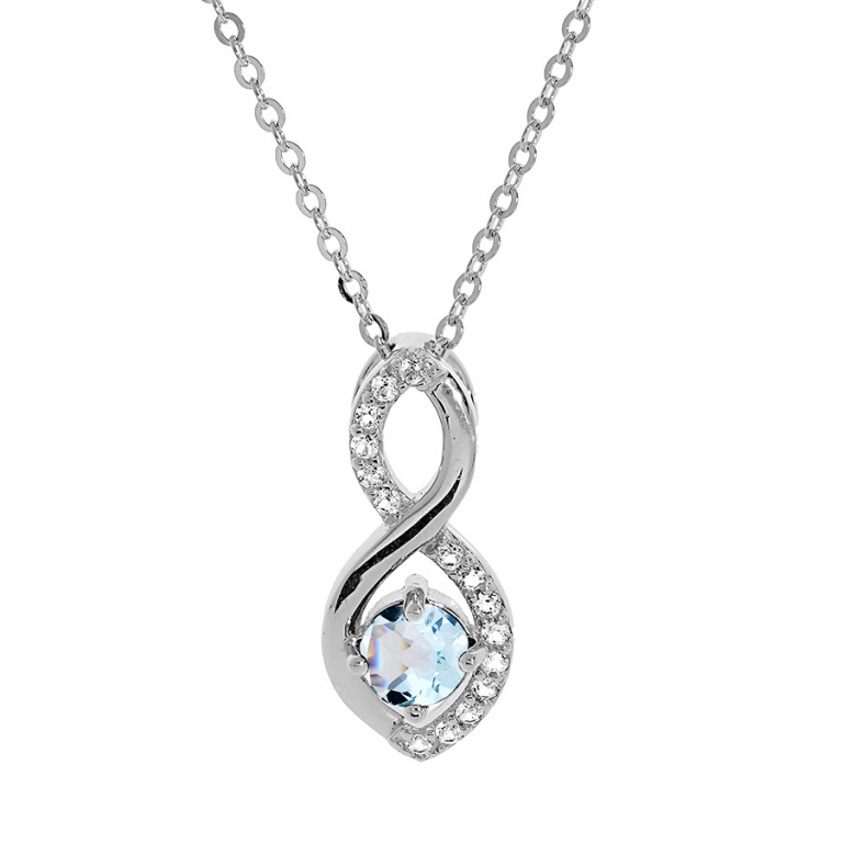 Brilio Silver Půvabný stříbrný náhrdelník s topazem SP08340TZ (řetízek, přívěsek) - Náhrdelníky