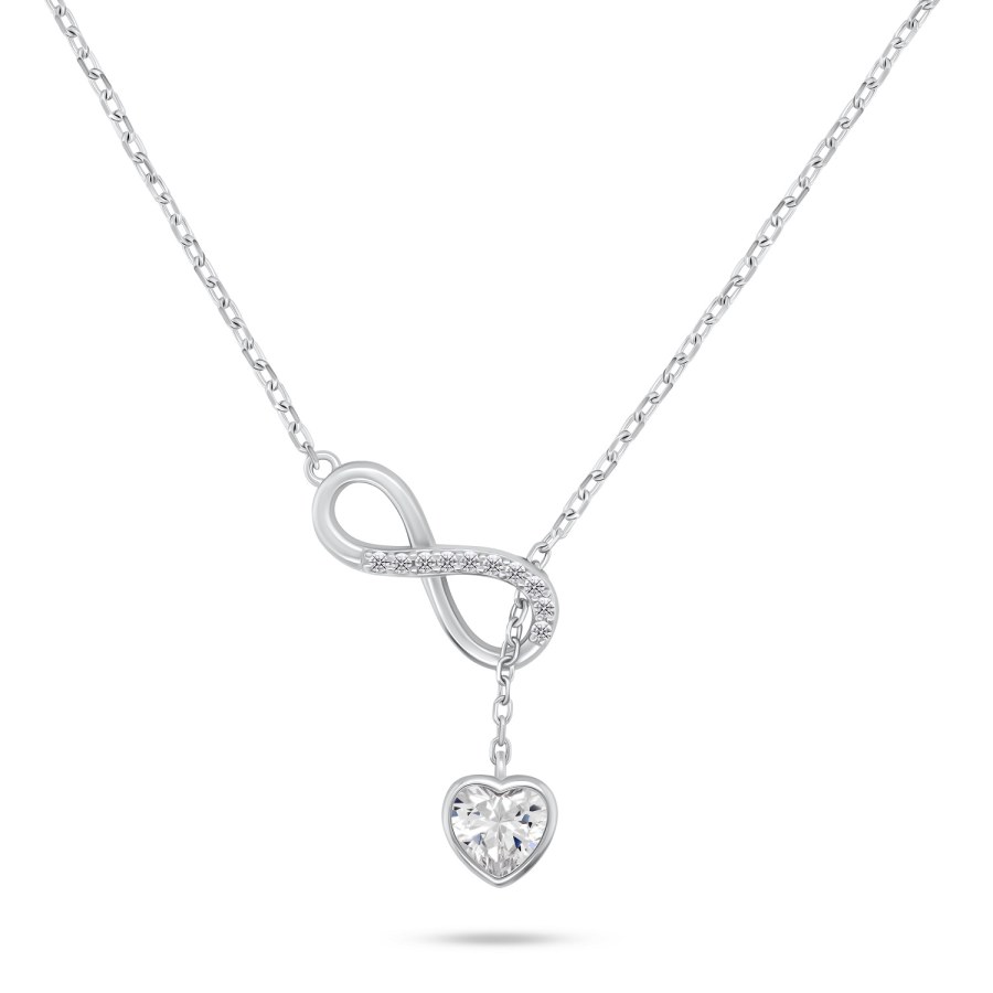 Brilio Silver Půvabný stříbrný náhrdelník se zirkony NCL123W - Náhrdelníky