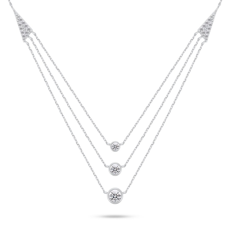 Brilio Silver Půvabný stříbrný náhrdelník se zirkony NCL147W - Náhrdelníky
