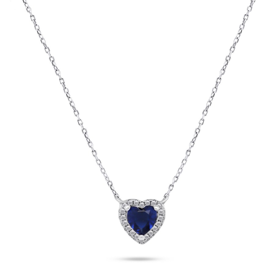 Brilio Silver Půvabný stříbrný náhrdelník Srdce se zirkony NCL101WB - Náhrdelníky