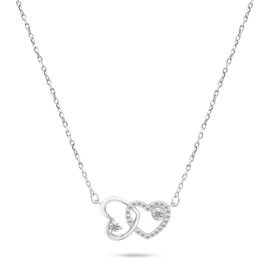 Brilio Silver Půvabný stříbrný náhrdelník Srdíčka NCL51W - Náhrdelníky