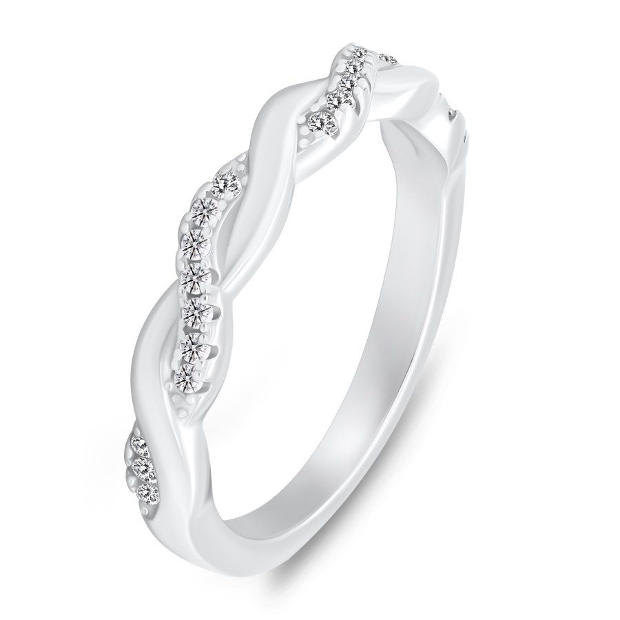 Brilio Silver Půvabný stříbrný prsten se zirkony RI100W 58 mm - Prsteny Prsteny s kamínkem