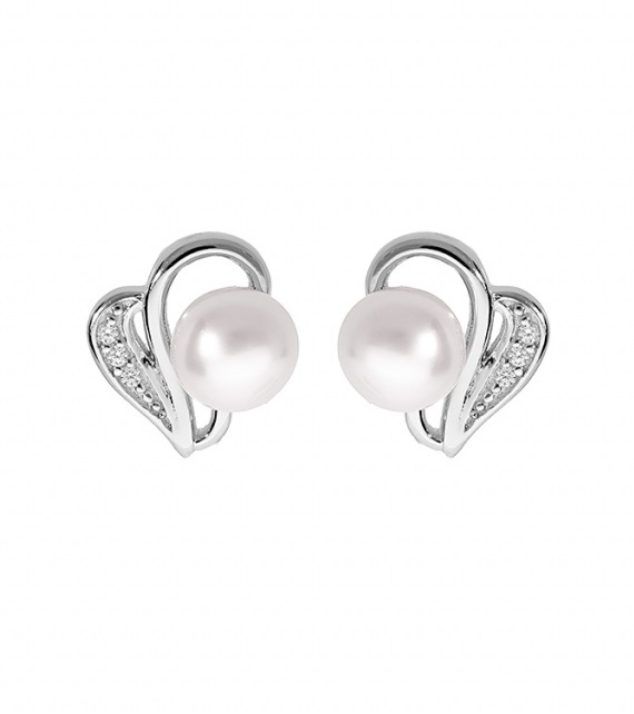 Brilio Silver Romantické stříbrné náušnice s pravými perlami SE05928A - Náušnice Pecky