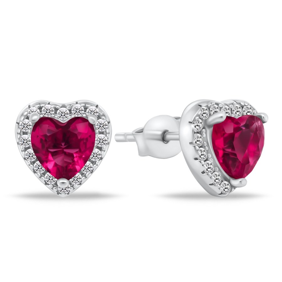 Brilio Silver Romantické stříbrné náušnice se zirkony Srdíčka EA901WR - Náušnice Pecky