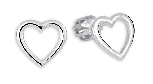 Brilio Silver Romantické stříbrné náušnice Srdce 431 001 02786 04 - Náušnice Pecky