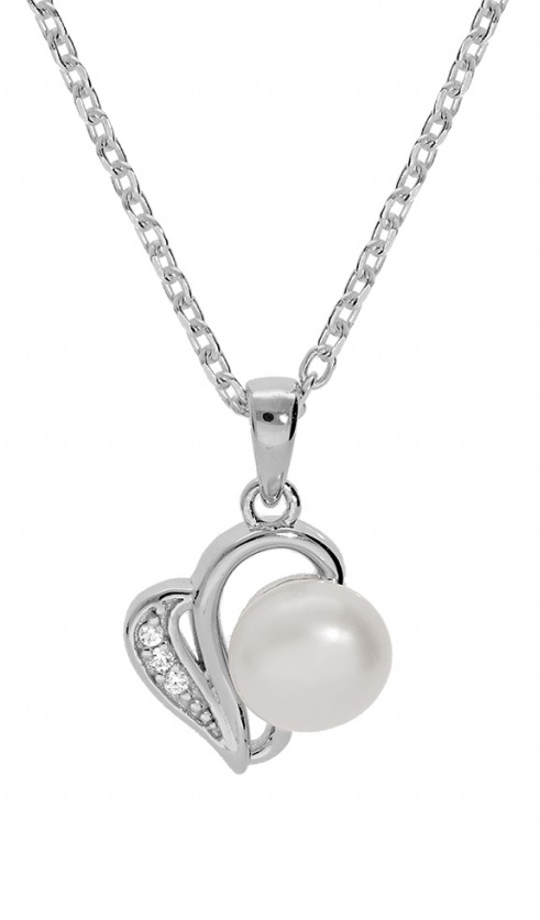Brilio Silver Romantický stříbrný náhrdelník s pravou perlou SPD0721A (řetízek, přívěsek) - Náhrdelníky