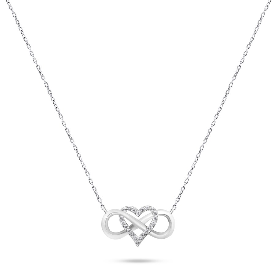 Brilio Silver Romantický stříbrný náhrdelník se zirkony NCL78W - Náhrdelníky