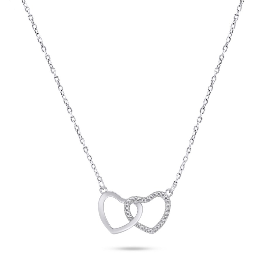 Brilio Silver Romantický stříbrný náhrdelník se zirkony NCL91W - Náhrdelníky