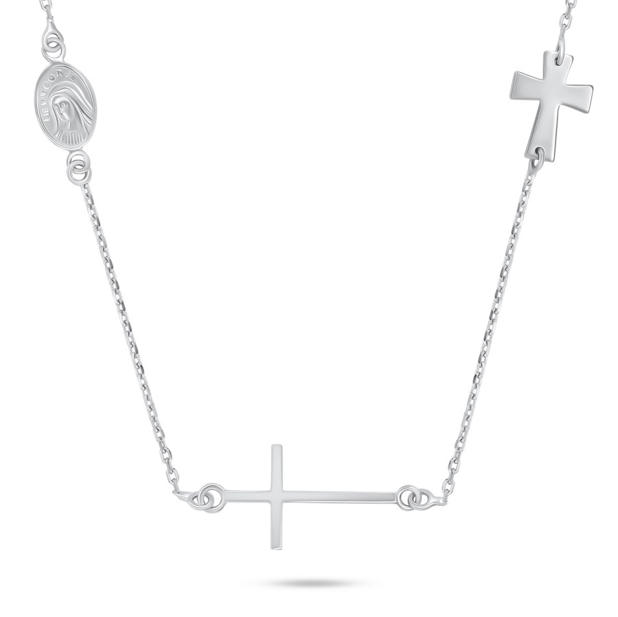 Brilio Silver Slušivý stříbrný náhrdelník s křížem NCL108W - Náhrdelníky